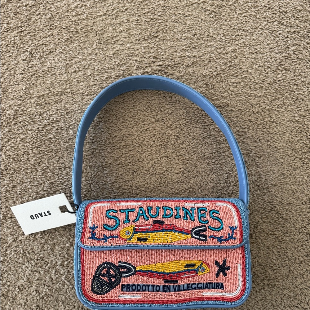 STAUD Beaded Handbag with Blue Strap - Staudines